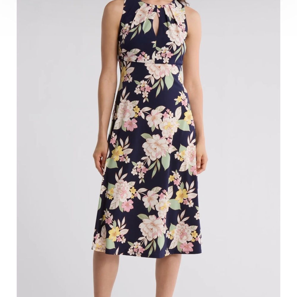 NWT London Times Floral Keyhole Sleeveless Midi Dress